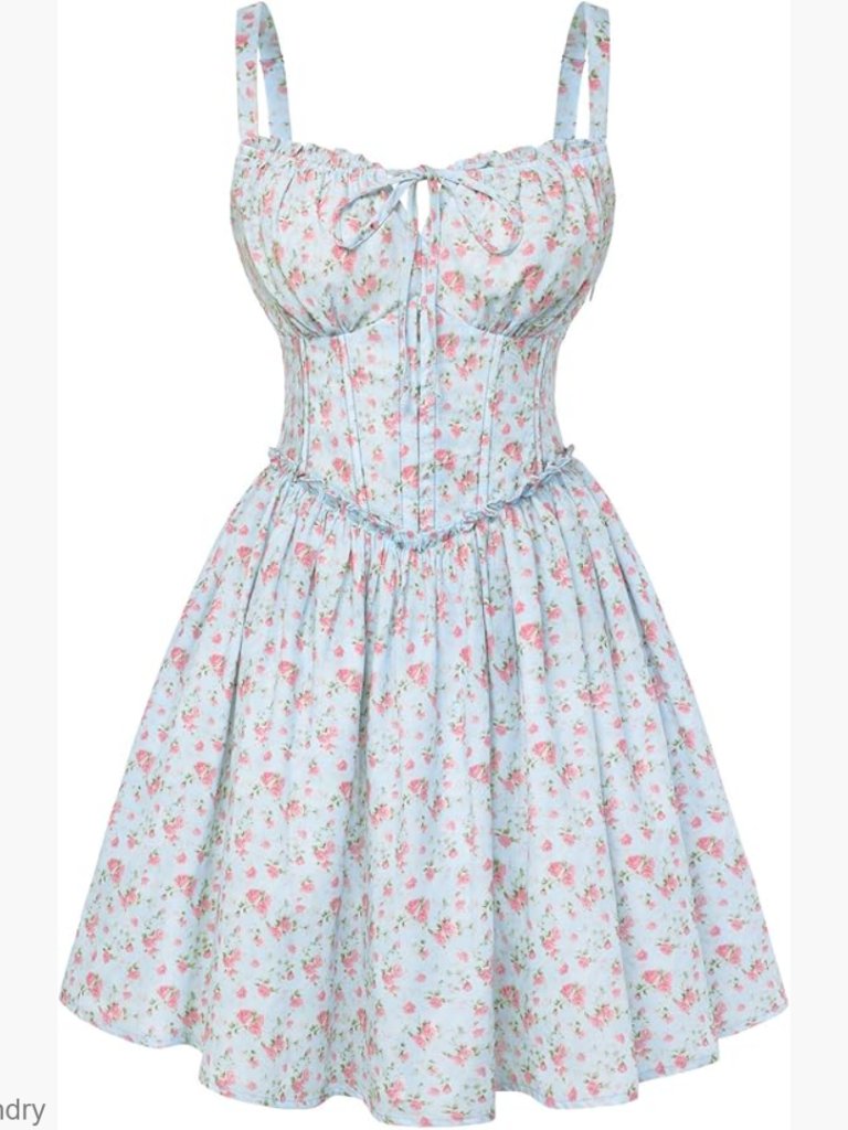 Floral Corset Dress With Pockets, Adjustable Straps, A-Line Mini Sundress